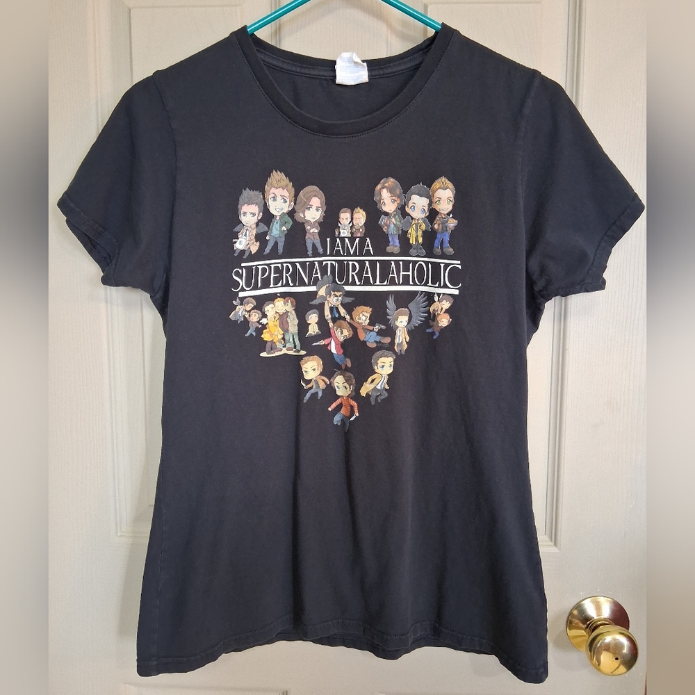 Supernaturalaholic Super Natural Womens 100% Cotton Black T-Shirt - Size Medium